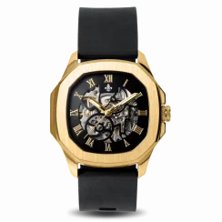 Złoty męski zegarek Ralph Christian z gumką The Avalon - Gold Automatic 42MM