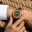 Miesten kultaa Aquatico Watches - kello nahkarannekkeella Bronze Sea Star Green Bronze Bezel Automatic 42MM