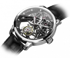 Silberne Herrenuhr Agelocer Watches mit Lederband Tourbillon Series Silver / Black Blue 40MM