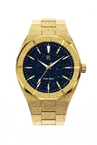 Relógio de ouro de homem Paul Rich com bracelete de aço Frosted Star Dust - Gold 42MM