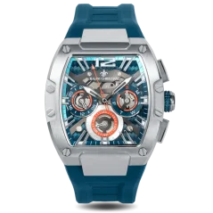 Strieborné pánske hodinky Ralph Christian s gumovým pásikom The Intrepid Sport - Blue Horizon 42,5MM