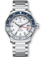 Relógio Waldhoff bracelete de aço prateado para homem Atlas GMT Arctic 41MM Automatic