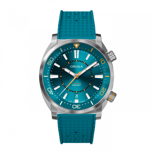 Stříbrné pánské hodinky Circula s gumovým páskem SuperSport - Blue 40MM Automatic