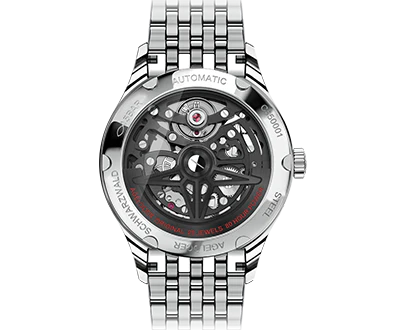 Strieborné pánske hodinky Agelocer Watches s ocelovým pásikom Schwarzwald II Series Silver Rainbow 41MM Automatic