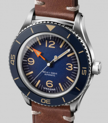 Strieborné pánske hodinky Undone Watches s koženým pásikom Basecamp Classic Blue 40MM Automatic