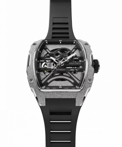 Stříbrné pánské hodinky Paul Rich Watch s gumovým páskem Frosted Astro Skeleton Abyss - Silver 42,5MM