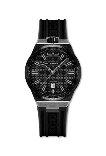 Černé pánské hodinky Bomberg s gumovým páskem DEEP NOIRE 43MM Automatic