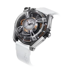 Men's Mazzucato silver watch with rubber strap LAX Dual Time White - 48MM Automatic