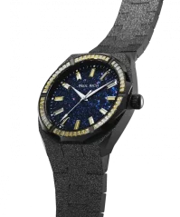 Μαύρο ρολόι Paul Rich για άντρες με ιμάντα από χάλυβα Bumblebee Frosted Star Dust - Black 45MM Limited edition