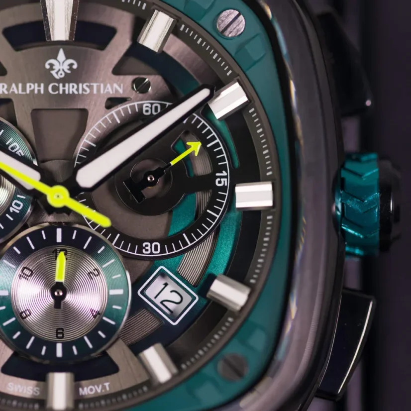 Men's black Ralph Christian watch with a rubber band The Legacy Chrono - Midnight Forest 42,5MM