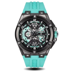 Schwarze Herrenuhr Ralph Christian mit Gummiband The Apex Chrono - Aqua Marine 46MM