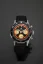 Men's silver Nivada Grenchen watch with leather strap Chronoking Paul Newman Orange Brown Racing Leather 87034Q23 38MM