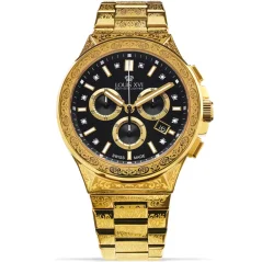 Montre Louis XVI pour homme de couleur or avec bracelet en acier Frosted Le Monarque 1215 - Gold 42MM