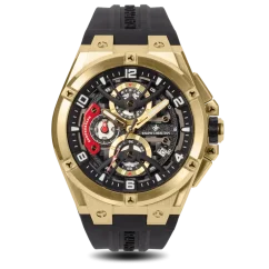Zlaté pánské hodinky Ralph Christian s gumovým páskem The Apex Chrono - Luxe Black 46MM