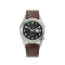 Męski srebrny zegarek Praesidus ze skórzanym paskiem Rec Spec - OG Popcorn Brown Leather 38MM Automatic