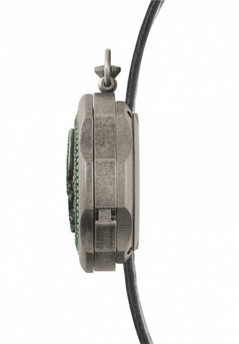 Relógio Mondia prata para homens com pulseira de couro Tambooro Bullet Dirty Silver Green 48MM Limited Edition