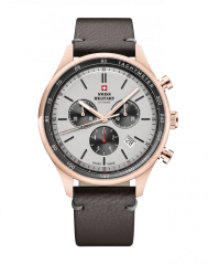 Men's gold Swiss Military Hanowa watch with leather strap Chronograph SM34081.09 42MM