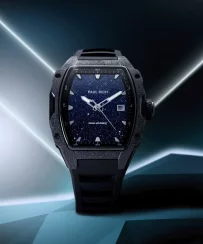 Orologio da uomo nero Paul Rich Watch con un braccialetto di gomma Frosted Astro Galaxy - Black 42,5MM