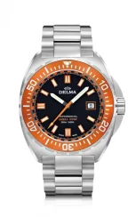 Relógio Delma Watches prata para homens com pulseira de aço Shell Star Silver / Orange 44MM