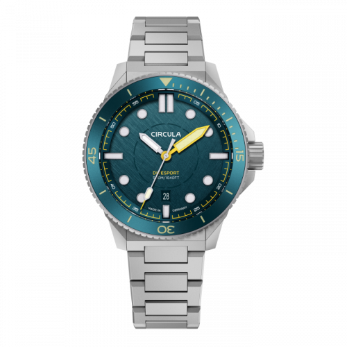 Montre Circula Watches pour homme de couleur argent avec bracelet en acier DiveSport Titan - Petrol / Petrol Aluminium 42MM Automatic