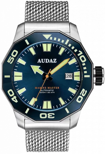 Relógio Audaz Watches de prata para homem com pulseira de aço Marine Master ADZ-3000-02 - Automatic 44MM