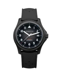 Czarny zegarek męski Momentum Watches z gumowym paskiem Atlas Automatic Black-Ion - Black Tropic Rubber 38MM Automatic