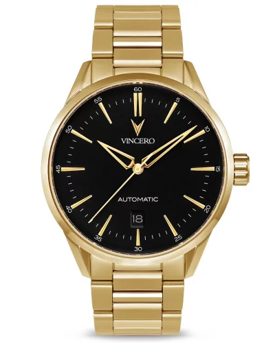 Relógio masculino Vincero em ouro com pulseira de aço Icon Automatic - Gold/Black 41MM