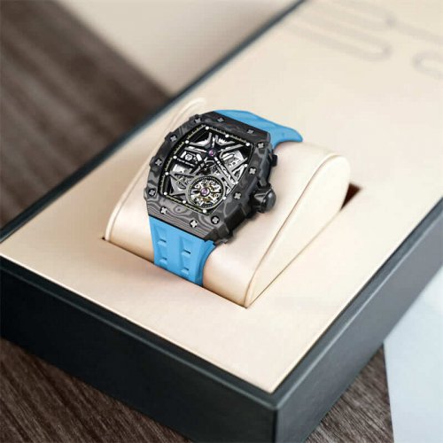 Montre homme Tsar Bomba Watch couleur noire avec élastique TB8209CF - Black / Blue Automatic 43,5MM