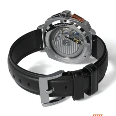 Stříbrné pánské hodinky Hemel s páskem z pravé kůže Sky Racer 43 MM Automatic
