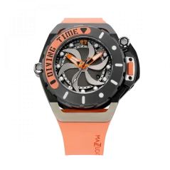 Černé pánské hodinky Mazzucato Watches s gumovým páskem RIM Scuba Black / Orange - 48MM Automatic