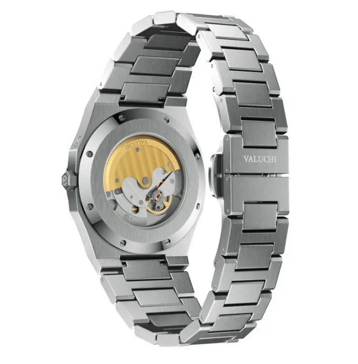 Men's silver Valuchi watch with steel strap Lunar Calendar - Silver Green Automatic 40MM