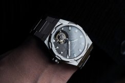 Reloj Aisiondesign Watches plata con correa de acero Tourbillon - Meteorite Dial Gunmetal 41MM