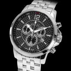 Srebrny męski zegarek Ludwika XVI ze stalowym paskiem Athos 801 - Silver 43MM