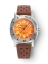 Men's silver Nivada Grenchen watch with leather strap Orange Depthmaster 14127A23 39MM Automatic
