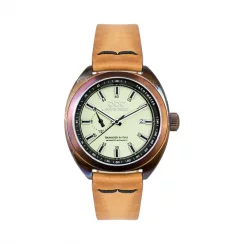 Relógio Out Of Order Watches prata para homens com pulseira de couro Torpedine Cream 42MM Automatic