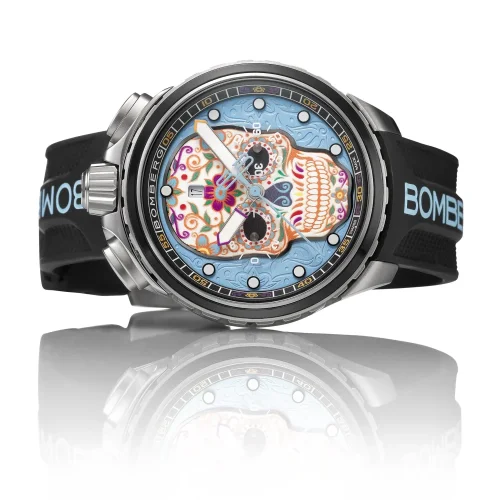 Orologio da uomo Bomberg Watches colore nero con elastico SUGAR SKULL BLUE 45MM
