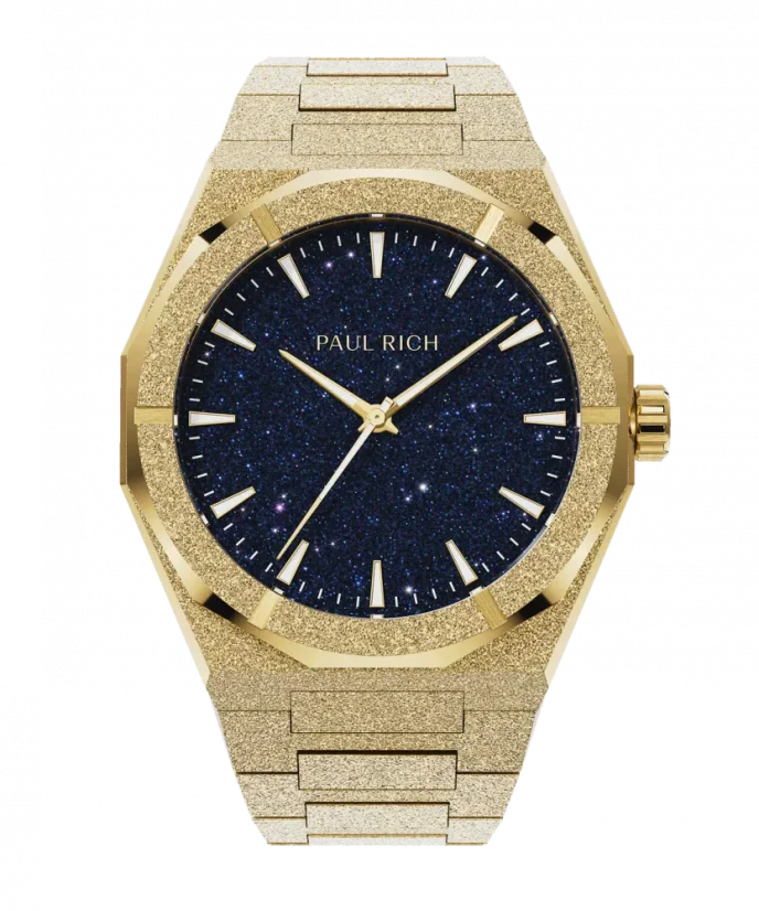 Men's gold Paul Rich watch with steel strap Frosted Star Dust II - Gold 43MM