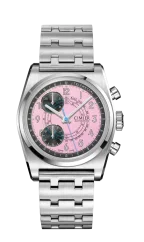 Men's silver Cimier watch with steel strap 711 HERITAGE CHRONOGRAPH POP PINK Steel 39,5MM Automatic
