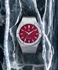 Męski srebrny zegarek Paul Rich ze stalowym paskiem Frosted Star Dust - Silver Red 45MM