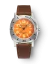 Men's silver Nivada Grenchen watch with leather strap Orange Depthmaster 14127A16 39MM Automatic