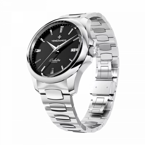 Relógio masculino de prata Venezianico com pulseira de aço Redentore 1221504C 40MM