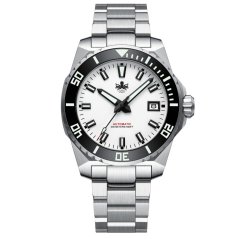 Men's silver Phoibos watch with steel strap Leviathan 200M - PY050E White Automatic 40MM