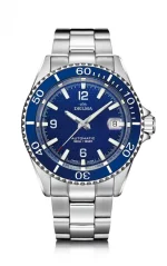 Muški srebrni sat Delma Watches s čeličnim pojasom Santiago Silver / Blue 43MM Automatic