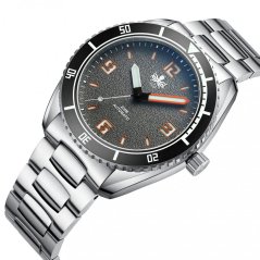 Men's silver Phoibos watch with steel strap Reef Master 200M - Fossil Gray Automatic 42MM