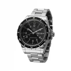 Men's silver Marathon watch with steel strap Official IDF Yamam Jumbo Day/Date Automatic 46MM
