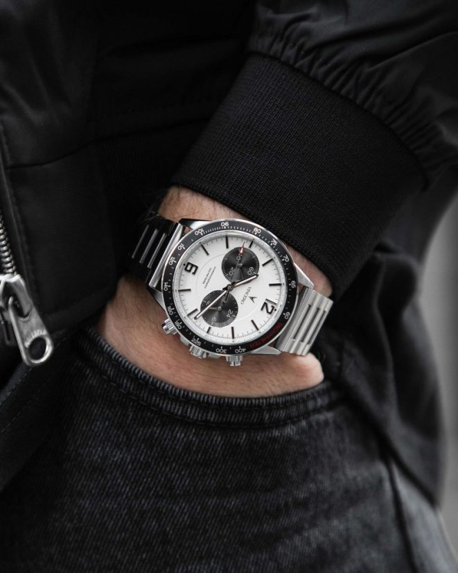 Men's silver watch Vincero with steel strap The Apex Silver/Black 42MM