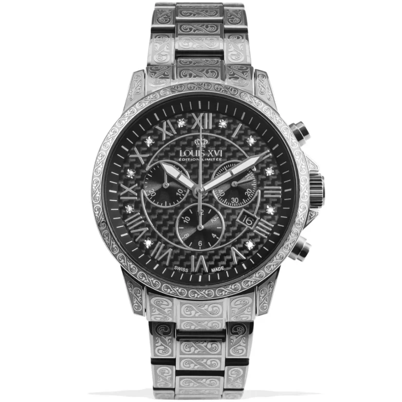 Relógio Louis XVI de prata para homem com pulseira de aço Palais Royale 1019 - Silver 43MM