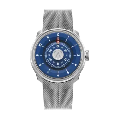 Silberne Herrenuhr Aisiondesign Watches mit Stahlband NGIZED Suspended Dial - Blue Dial 42.5MM