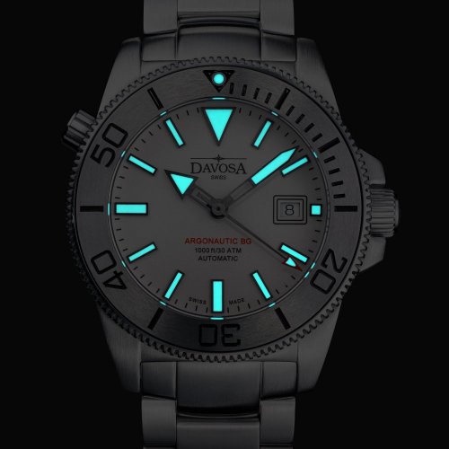 Stříbrné pánské hodinky Davosa s ocelovým páskem Argonautic BGS - Silver 43MM Automatic