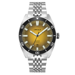 Montre Circula Watches pour homme en argent avec bracelet en acier AquaSport II - Gelb 40MM Automatic